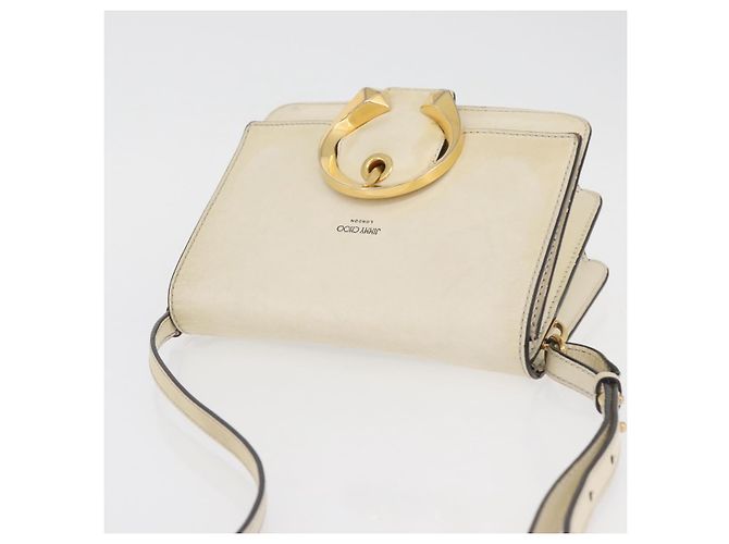 Borsa a spalla in pelle bianca e oro autentica Jimmy Choo BA12336 Bianco D'oro - vista 6