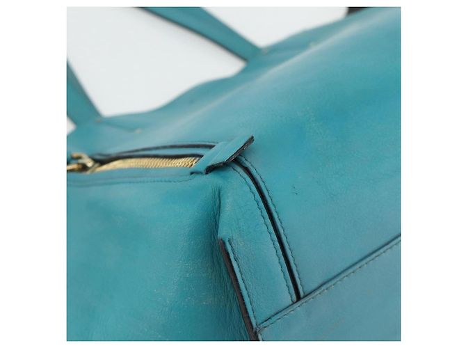 Chloé Borsa Tote in Pelle Chloe Blu Turchese Oro Auth bs34667 D'oro - vista 11