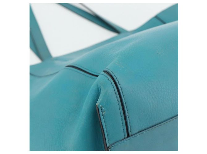 Chloé Borsa Tote in Pelle Chloe Blu Turchese Oro Auth bs34667 D'oro - vista 13