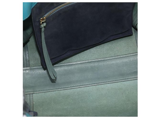 Chloé Borsa Tote in Pelle Chloe Blu Turchese Oro Auth bs34667 D'oro - vista 16