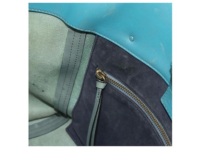 Chloé Borsa Tote in Pelle Chloe Blu Turchese Oro Auth bs34667 D'oro - vista 19
