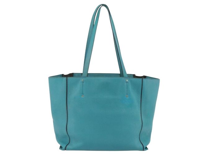 Chloé Borsa Tote in Pelle Chloe Blu Turchese Oro Auth bs34667 D'oro - vista 3
