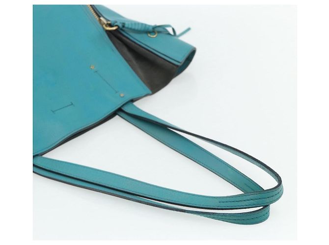 Chloé Borsa Tote in Pelle Chloe Blu Turchese Oro Auth bs34667 D'oro - vista 7