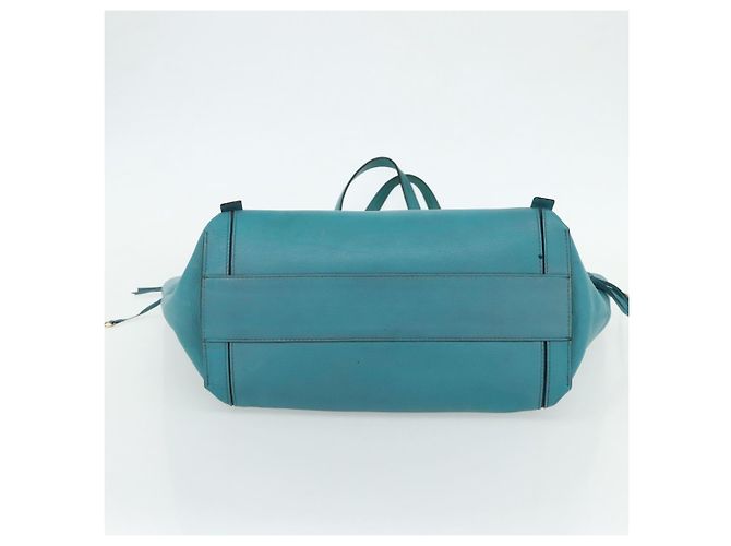 Chloé Borsa Tote in Pelle Chloe Blu Turchese Oro Auth bs34667 D'oro - vista 9