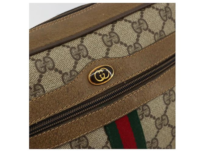 GUCCI GG Supreme Web Sherry Line Bag PVC Beige Red 56 02 004 Auth 176671 - vue 14