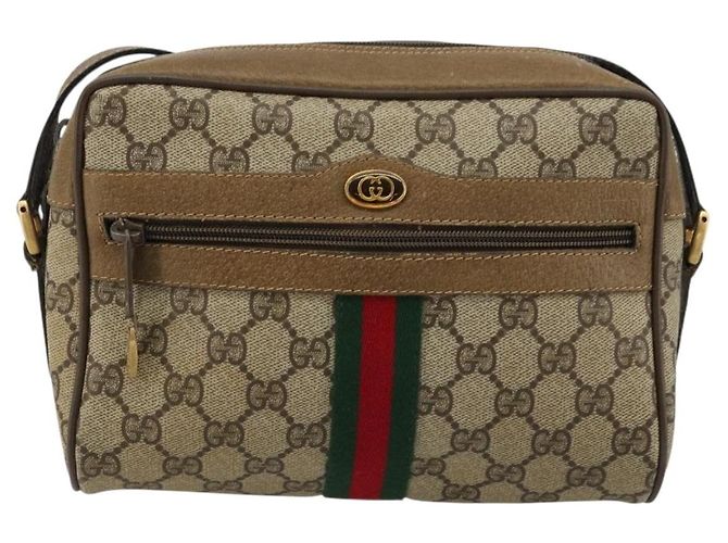 GUCCI GG Supreme Web Sherry Line Bag PVC Beige Red 56 02 004 Auth 176671 - vue 2