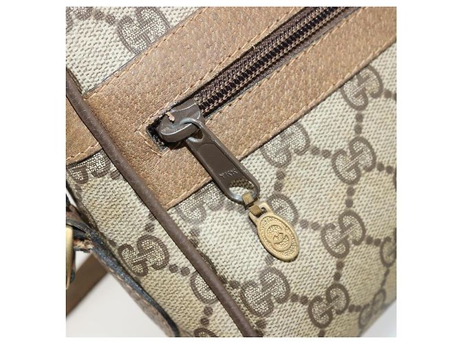 GUCCI GG Supreme Web Sherry Line Bag PVC Beige Red 56 02 004 Auth 176671 - vue 20