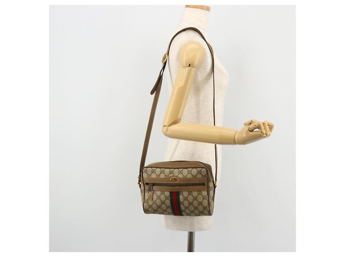 GUCCI GG Supreme Web Sherry Line Bag PVC Beige Red 56 02 004 Auth 176671 - vue 23