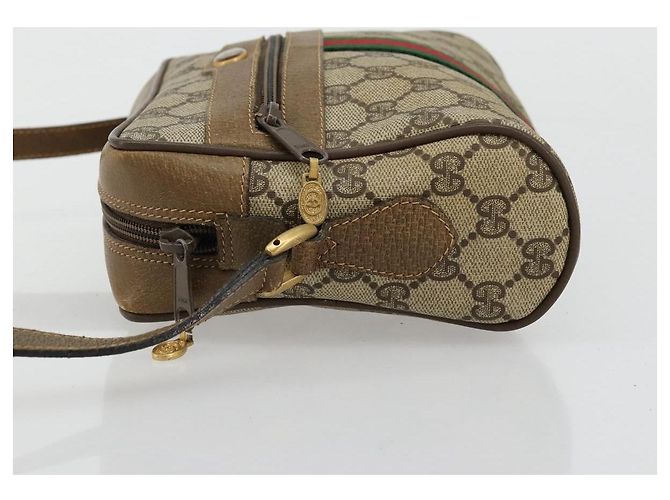 GUCCI GG Supreme Web Sherry Line Bag PVC Beige Red 56 02 004 Auth 176671 - vue 5