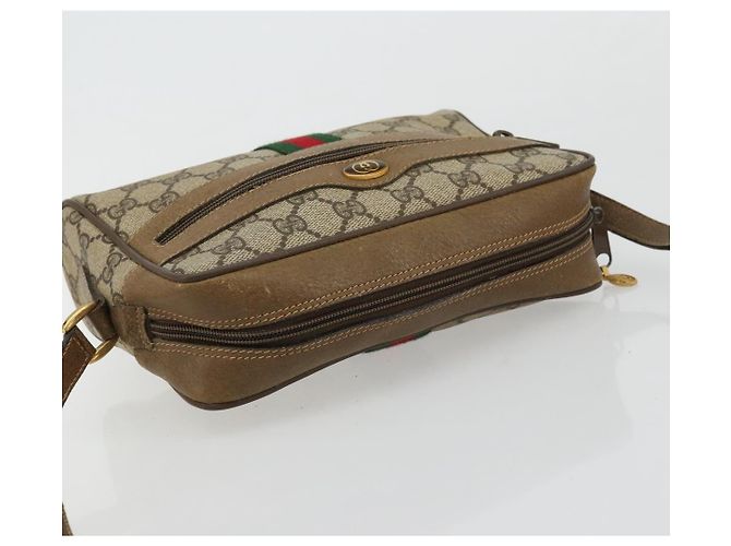 GUCCI GG Supreme Web Sherry Line Bag PVC Beige Red 56 02 004 Auth 176671 - vue 6
