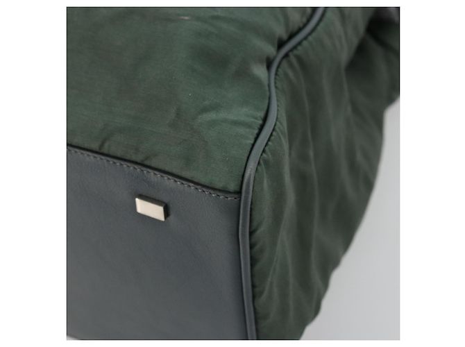 Céline Borsa Tote in Nylon Verde Argento Auth bs34712 - vista 10