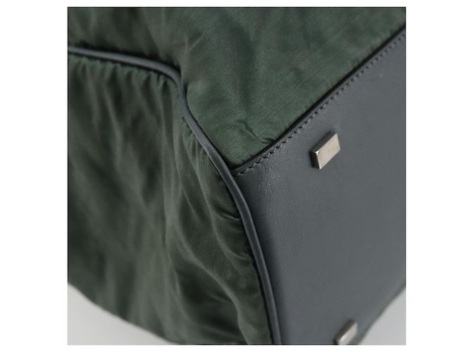 Céline Borsa Tote in Nylon Verde Argento Auth bs34712 - vista 11