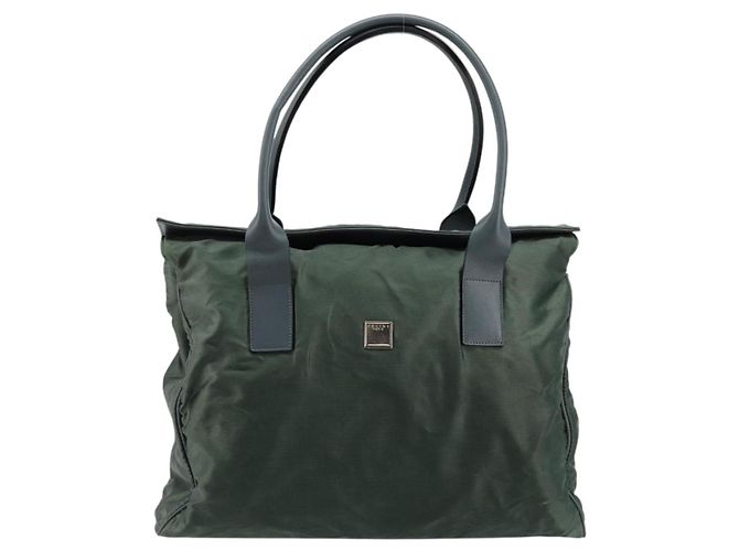 Céline Borsa Tote in Nylon Verde Argento Auth bs34712 - vista 2