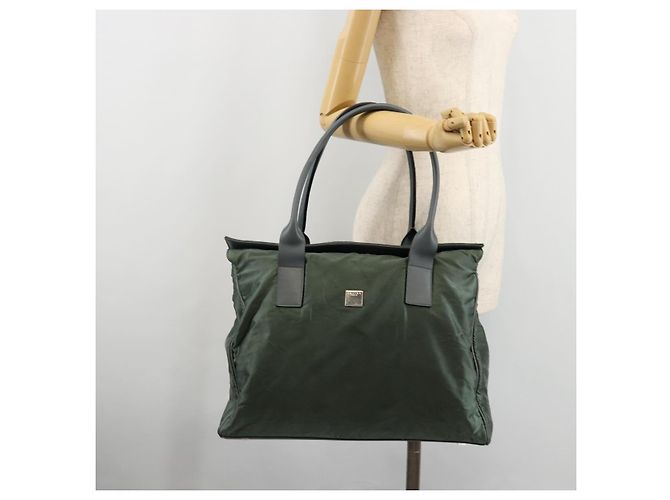 Céline Borsa Tote in Nylon Verde Argento Auth bs34712 - vista 26