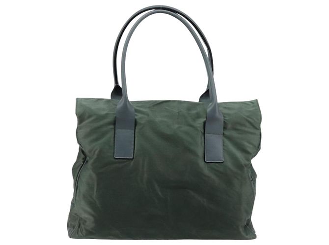 Céline Borsa Tote in Nylon Verde Argento Auth bs34712 - vista 3