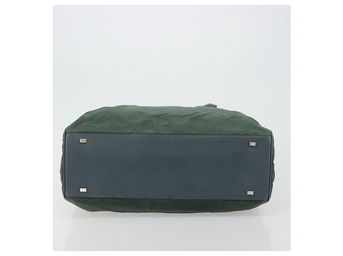 Céline Borsa Tote in Nylon Verde Argento Auth bs34712 - vista 9