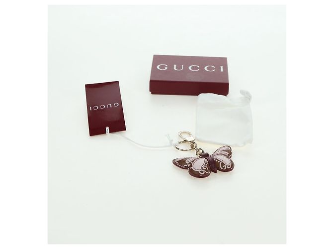 GUCCI GG Charm per Borsa a Farfalla in Pelle Embossata Marrone Oro Auth bs34756M D'oro - vista 13