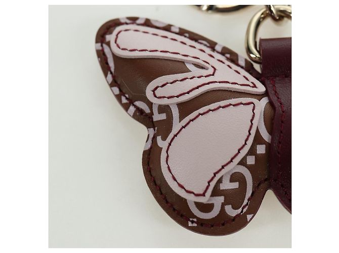 GUCCI GG Charm per Borsa a Farfalla in Pelle Embossata Marrone Oro Auth bs34756M D'oro - vista 3