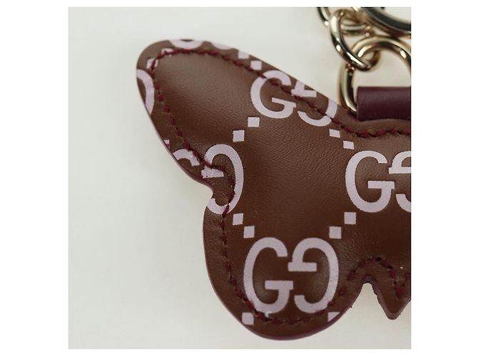 GUCCI GG Charm per Borsa a Farfalla in Pelle Embossata Marrone Oro Auth bs34756M D'oro - vista 7