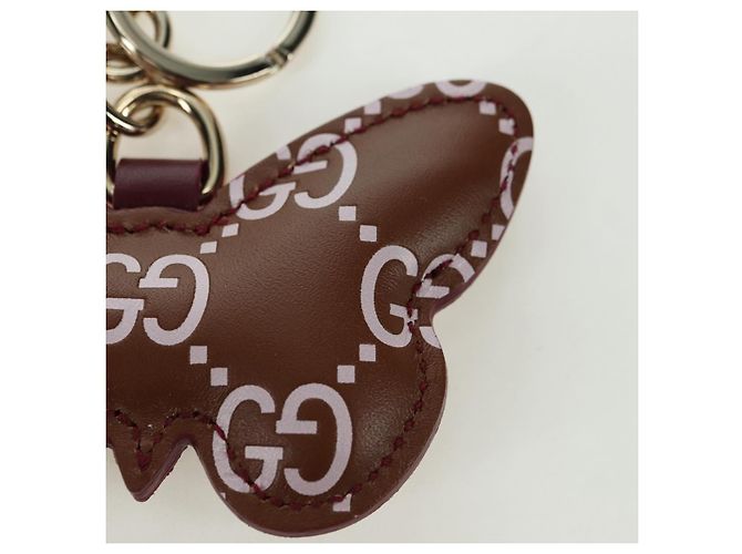 GUCCI GG Charm per Borsa a Farfalla in Pelle Embossata Marrone Oro Auth bs34756M D'oro - vista 8