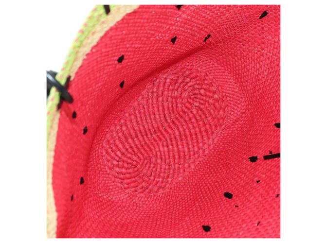 LOEWE Wassermelon Tote Bag Raffia 2-Wege Rot Auth 177114SAV - Ansicht 10