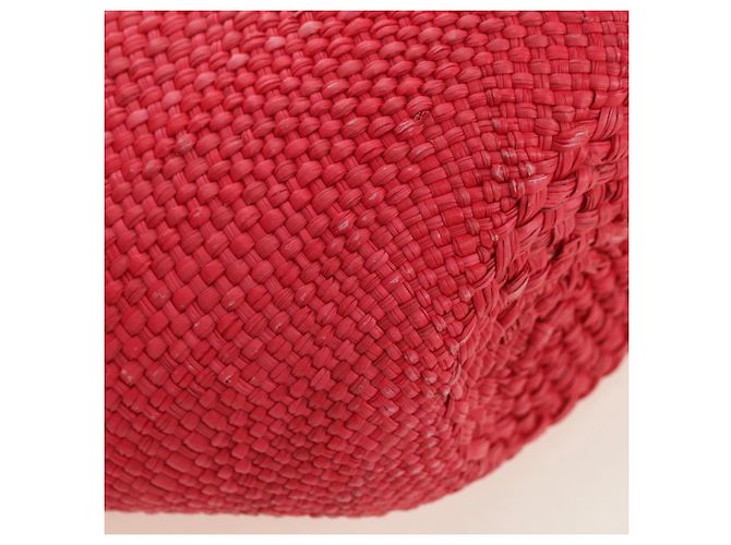 LOEWE Wassermelon Tote Bag Raffia 2-Wege Rot Auth 177114SAV - Ansicht 16