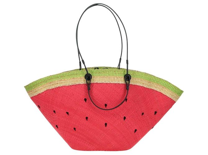LOEWE Wassermelon Tote Bag Raffia 2-Wege Rot Auth 177114SAV - Ansicht 2