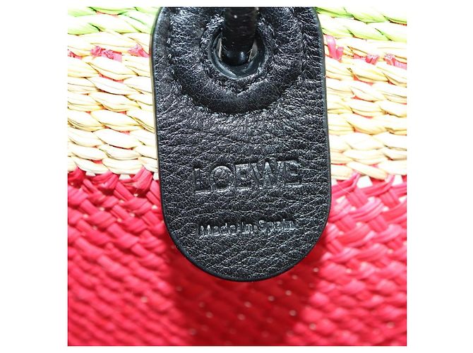LOEWE Wassermelon Tote Bag Raffia 2-Wege Rot Auth 177114SAV - Ansicht 21