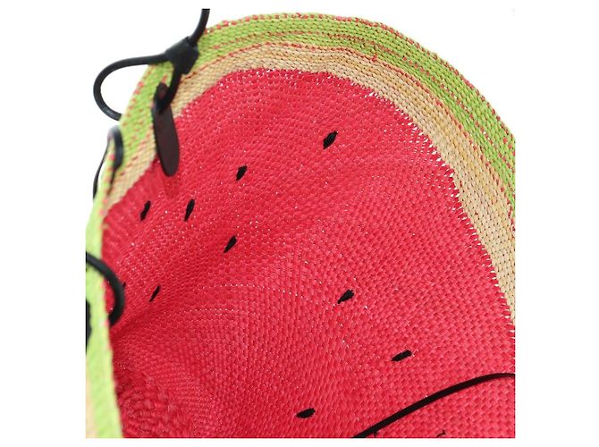 LOEWE Wassermelon Tote Bag Raffia 2-Wege Rot Auth 177114SAV - Ansicht 22