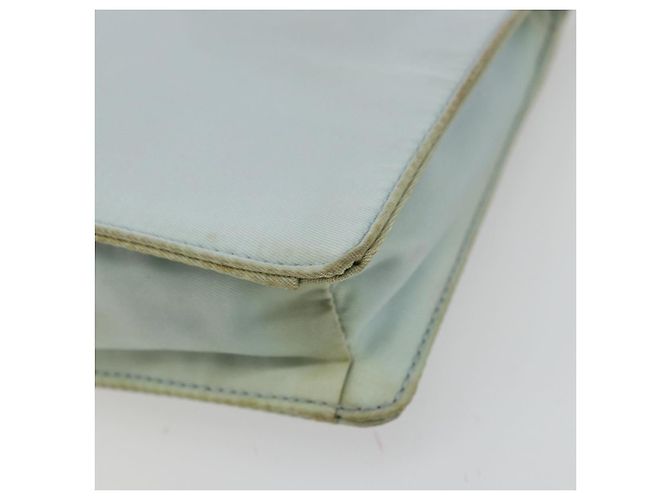 PRADA Accessory Pouch Nylon Light Blue Gold Auth 175876 Golden - view 10