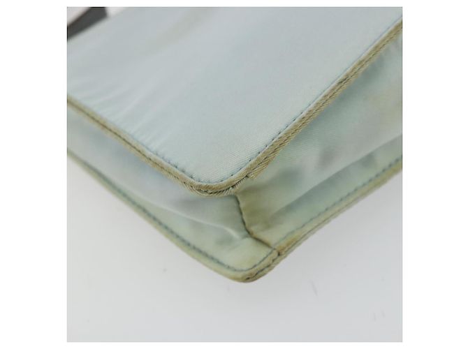 PRADA Accessory Pouch Nylon Light Blue Gold Auth 175876 Golden - view 11