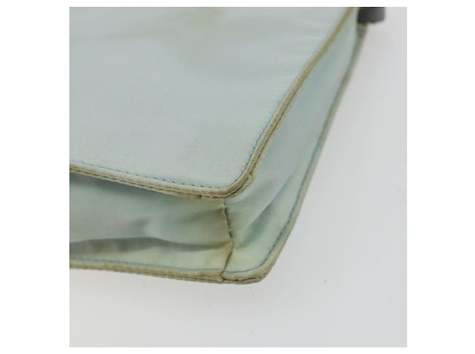 PRADA Accessory Pouch Nylon Light Blue Gold Auth 175876 Golden - view 12
