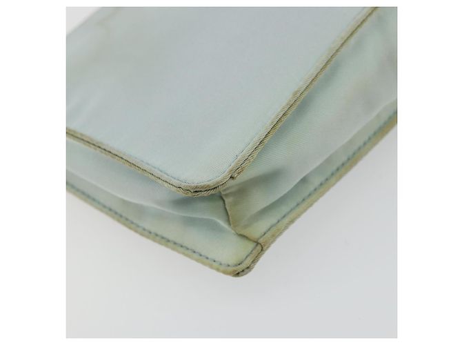 PRADA Accessory Pouch Nylon Light Blue Gold Auth 175876 Golden - view 13