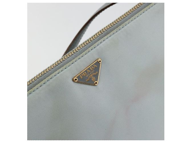 PRADA Accessory Pouch Nylon Light Blue Gold Auth 175876 Golden - view 14