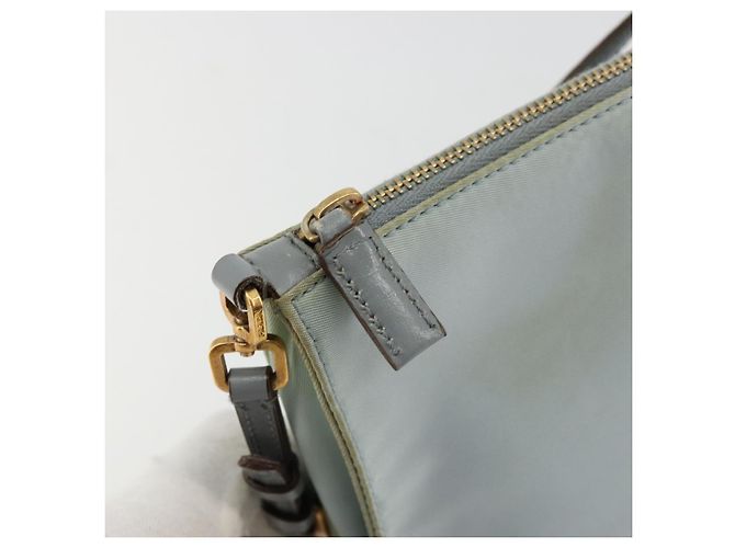 PRADA Accessory Pouch Nylon Light Blue Gold Auth 175876 Golden - view 16