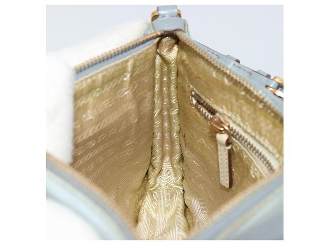 PRADA Accessory Pouch Nylon Light Blue Gold Auth 175876 Golden - view 20
