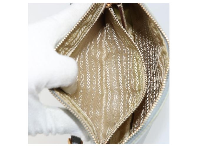 PRADA Accessory Pouch Nylon Light Blue Gold Auth 175876 Golden - view 22