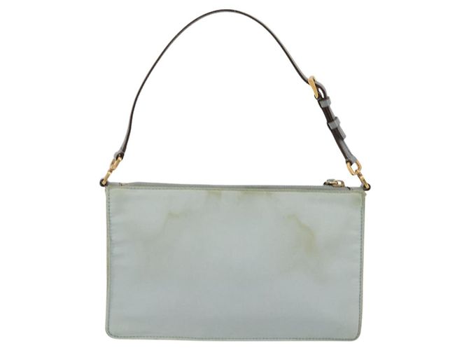 PRADA Accessory Pouch Nylon Light Blue Gold Auth 175876 Golden - view 3