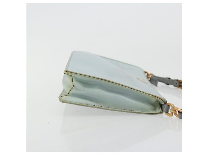 PRADA Accessory Pouch Nylon Light Blue Gold Auth 175876 Golden - view 4