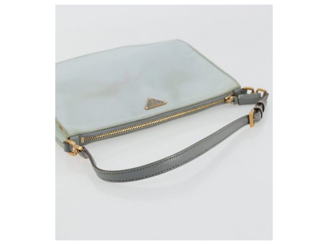 PRADA Accessory Pouch Nylon Light Blue Gold Auth 175876 Golden - view 7