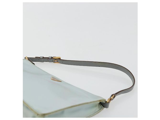 PRADA Accessory Pouch Nylon Light Blue Gold Auth 175876 Golden - view 8