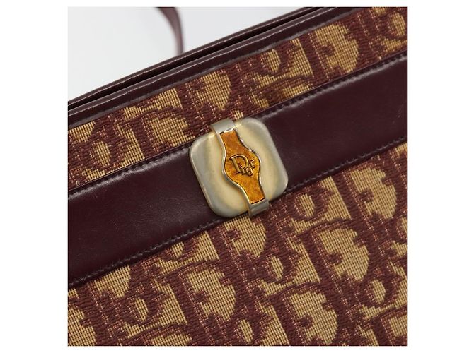 Borsa a Spalla in Tela Trotter Christian Dior Rossa Oro Auth 168852 Rosso D'oro - vista 14