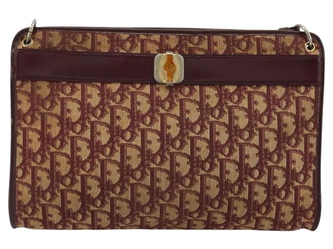 Borsa a Spalla in Tela Trotter Christian Dior Rossa Oro Auth 168852 Rosso D'oro - vista 2