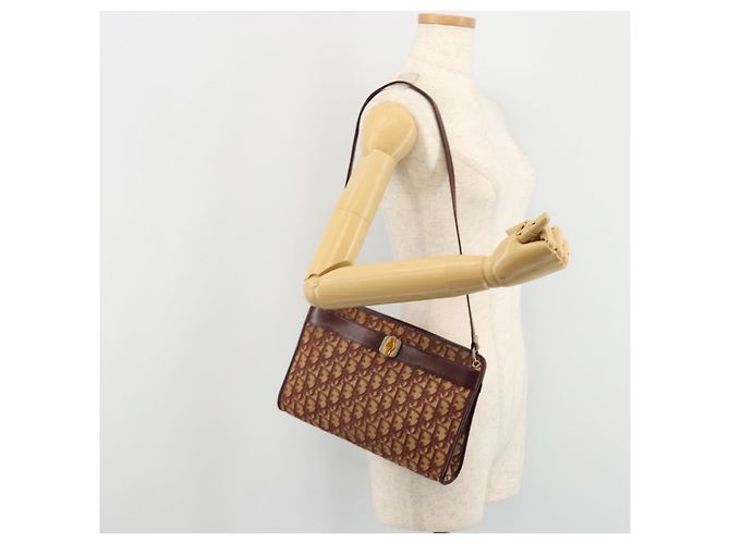 Borsa a Spalla in Tela Trotter Christian Dior Rossa Oro Auth 168852 Rosso D'oro - vista 20