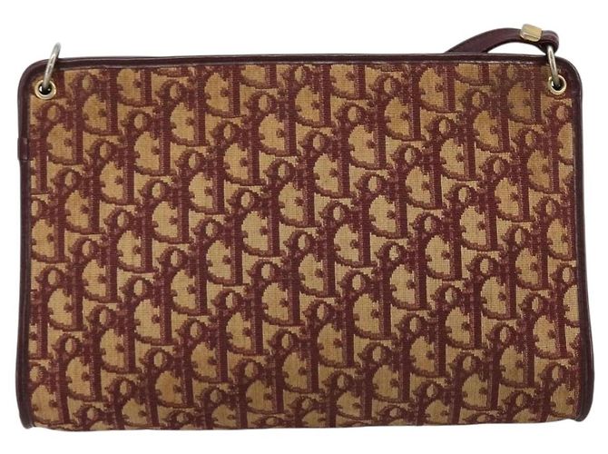 Borsa a Spalla in Tela Trotter Christian Dior Rossa Oro Auth 168852 Rosso D'oro - vista 3