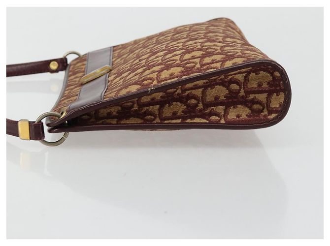 Borsa a Spalla in Tela Trotter Christian Dior Rossa Oro Auth 168852 Rosso D'oro - vista 5