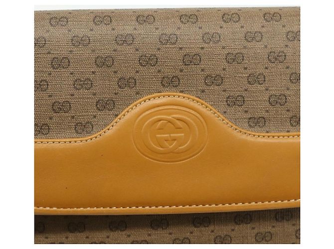Gucci Borsa a Spalla Micro GG Supreme PVC Beige Oro 004 104 0024 Auth 176684 D'oro - vista 14