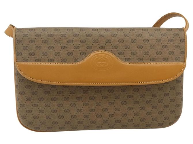 Gucci Borsa a Spalla Micro GG Supreme PVC Beige Oro 004 104 0024 Auth 176684 D'oro - vista 2
