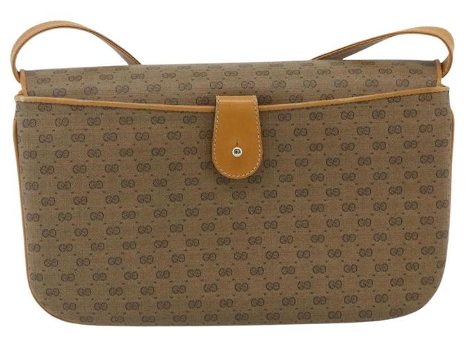Gucci Borsa a Spalla Micro GG Supreme PVC Beige Oro 004 104 0024 Auth 176684 D'oro - vista 3