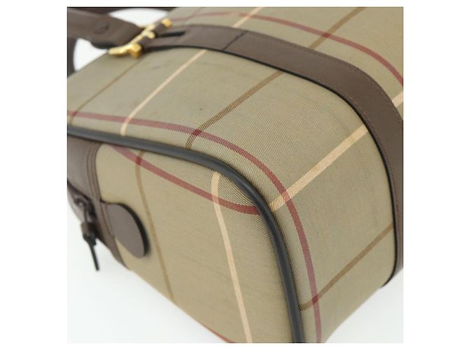 Borsa a mano Burberrys Nova Check in tela e pelle beige oro Auth ka4067 D'oro - vista 11